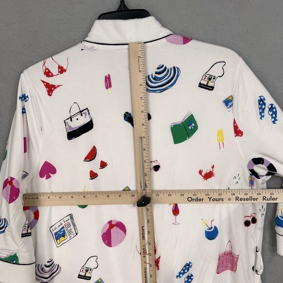 Kate Spade Robe Womens XS/S White Beach Print Terry Summer Swim Resort Vacation - Picture 12 of 16